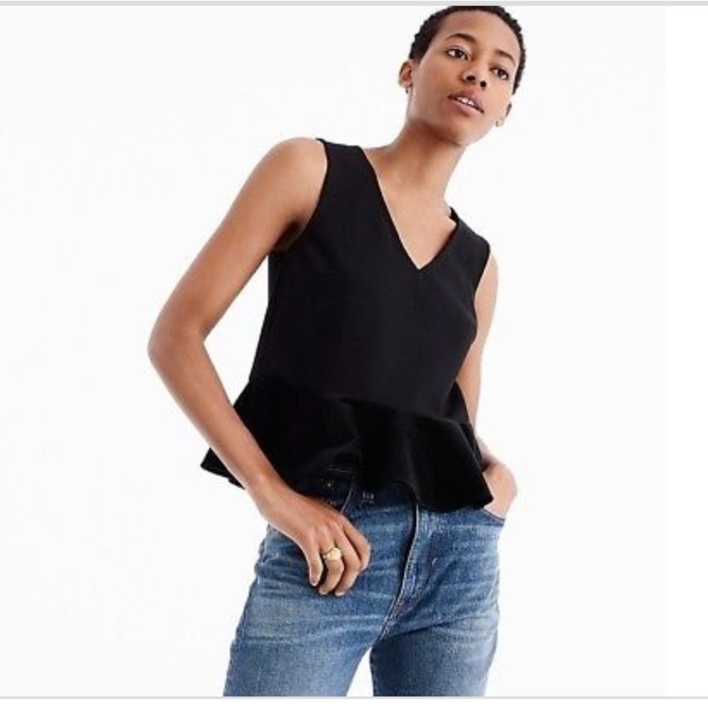 NWT Jcrew top with velvet at the bottom ruffle
